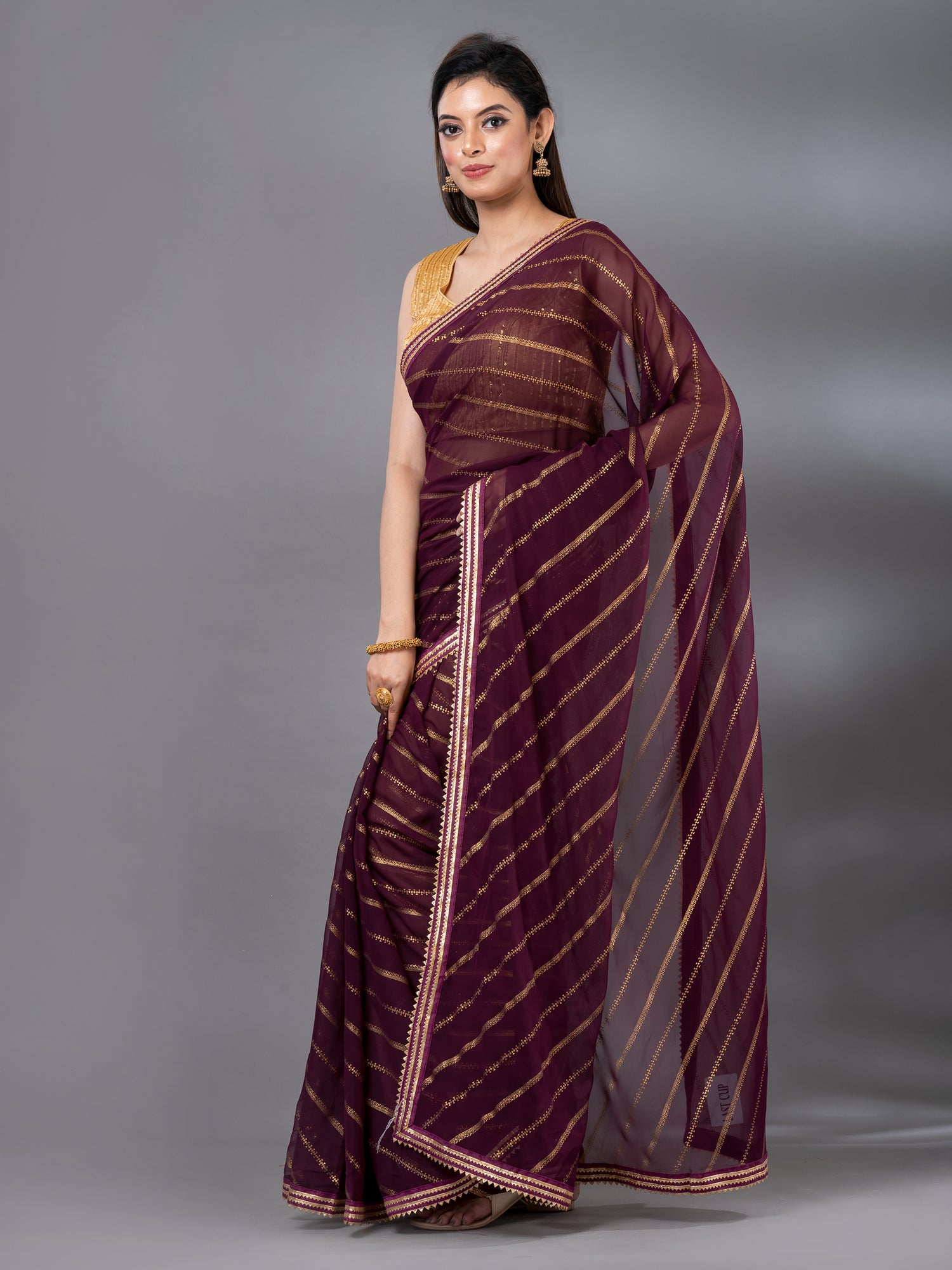 Wine Foral Saree in  Georgette fabric