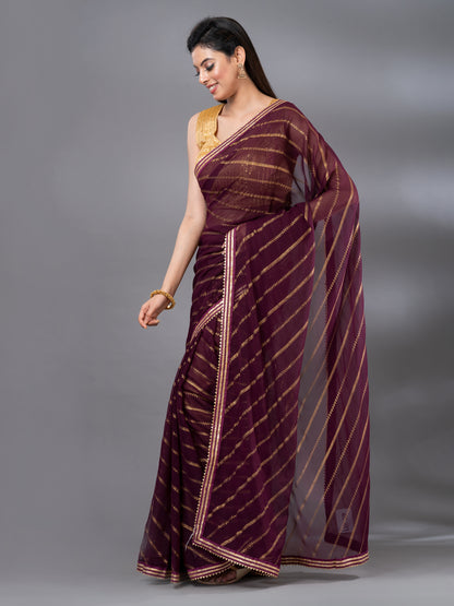 Wine Foral Saree in  Georgette fabric