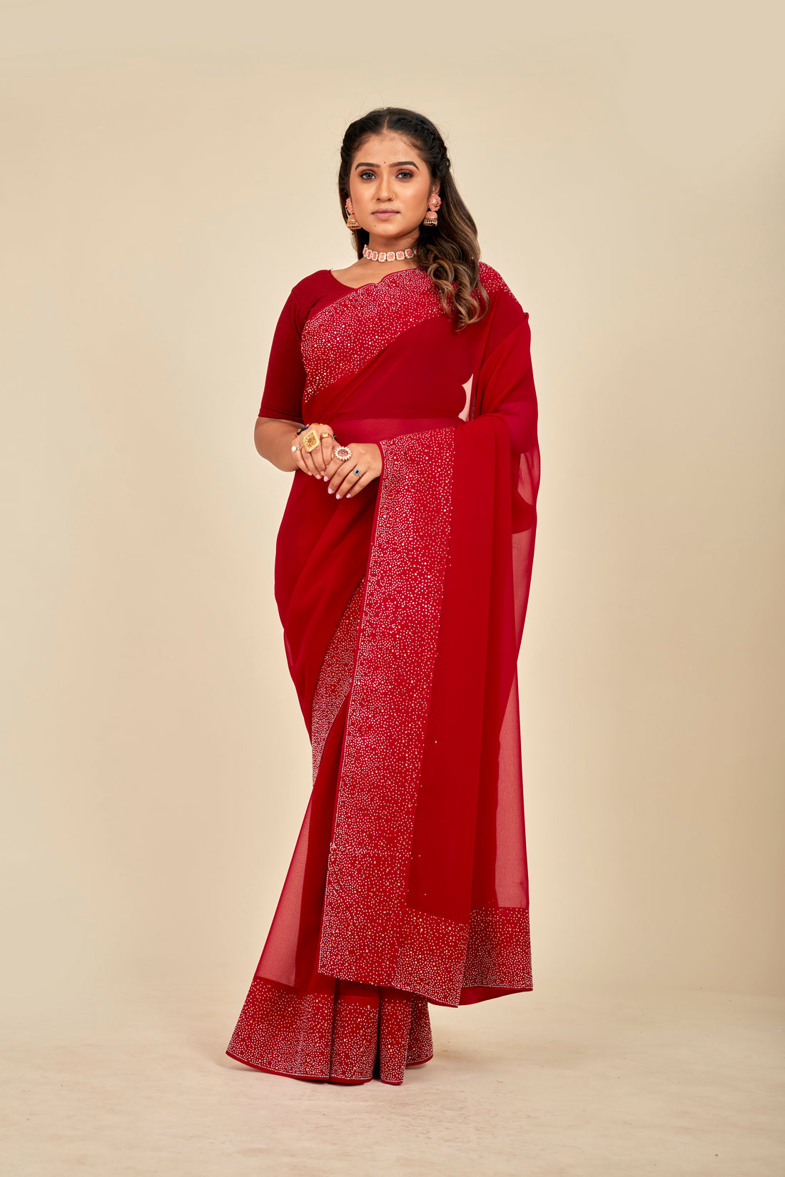 Red Georgette Designer Saree