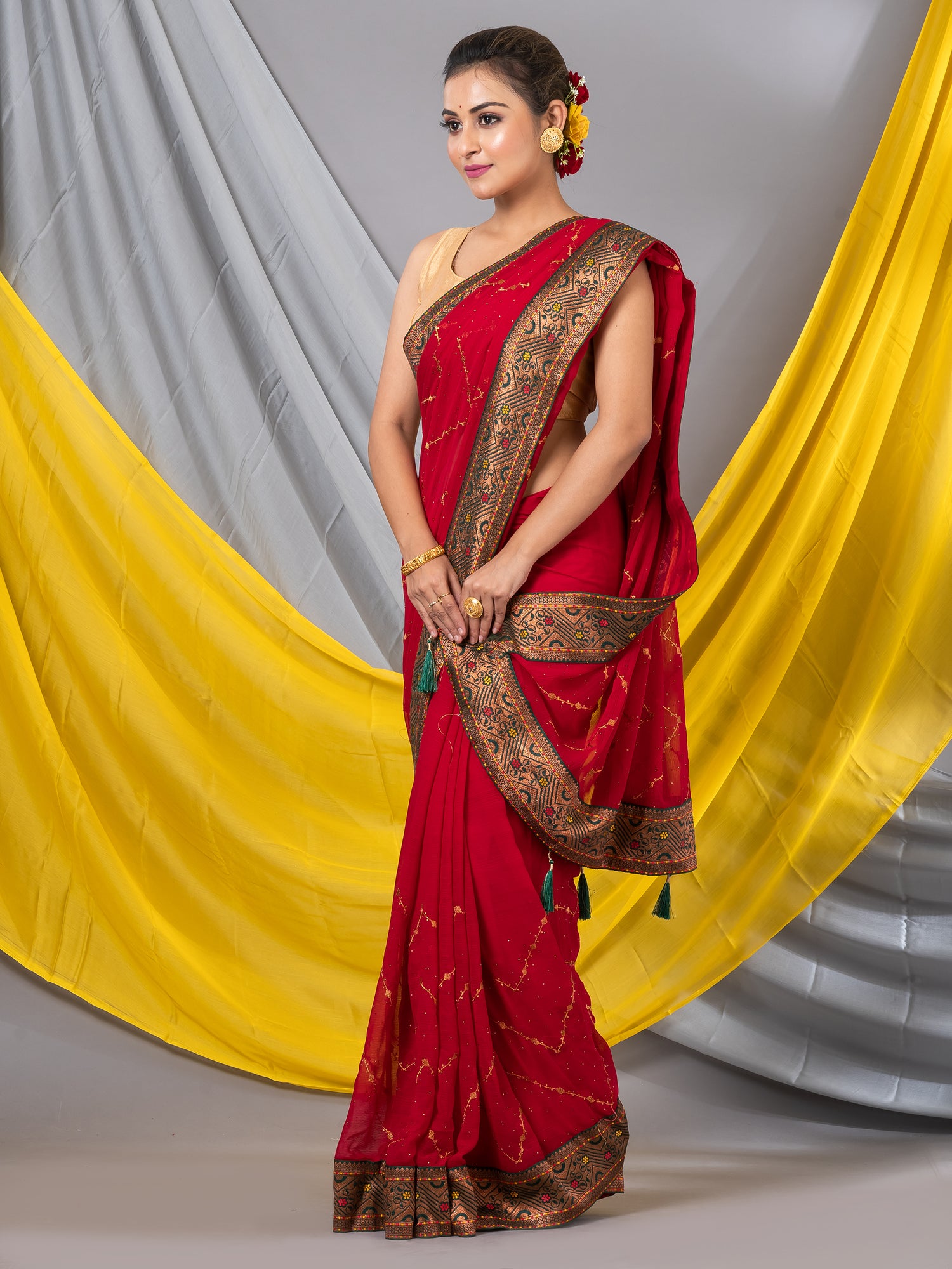 Red Georgette Designer Saree