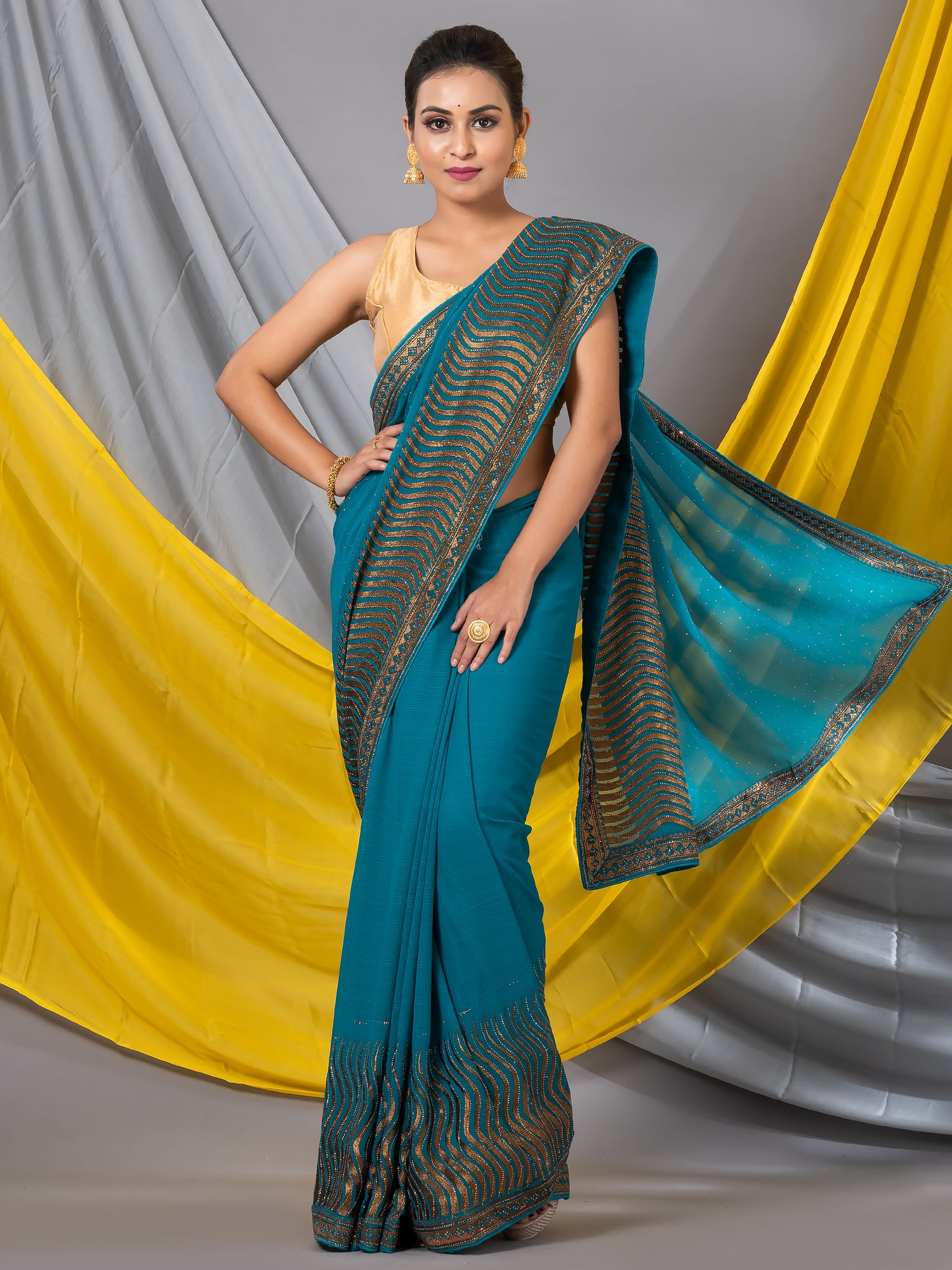 Rama Georgette Designer Saree