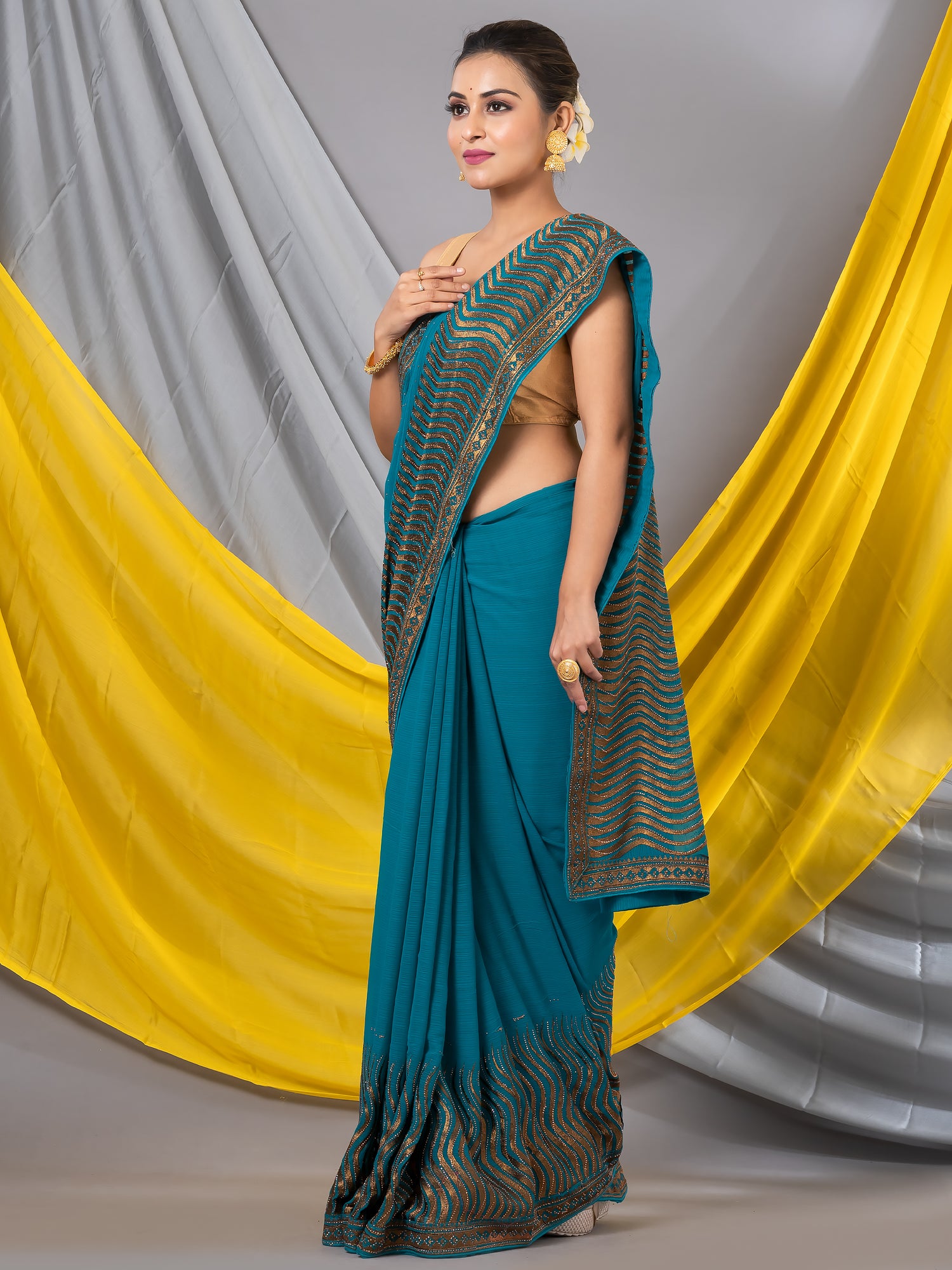 Rama Georgette Designer Saree