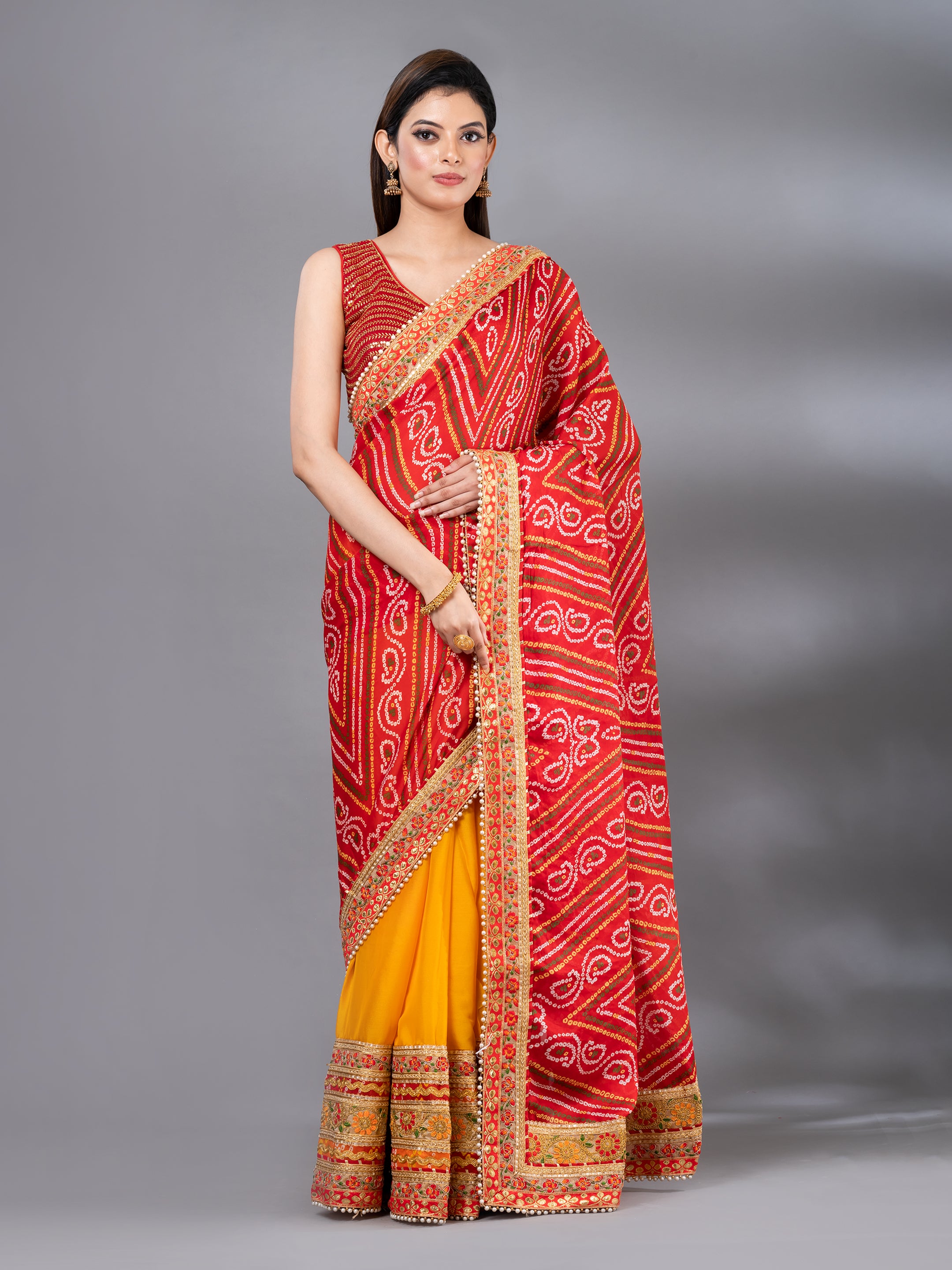 Bandhani printed saree hotsell