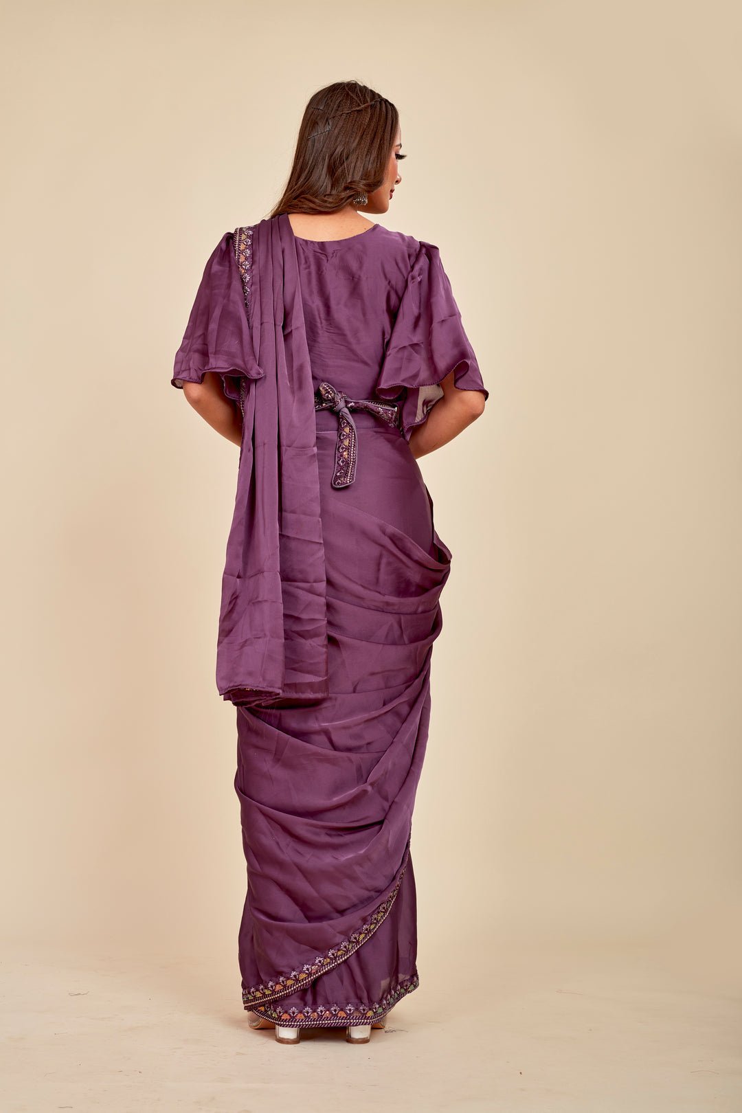 Purple Silk Party Wear Sequince Ready To Wear