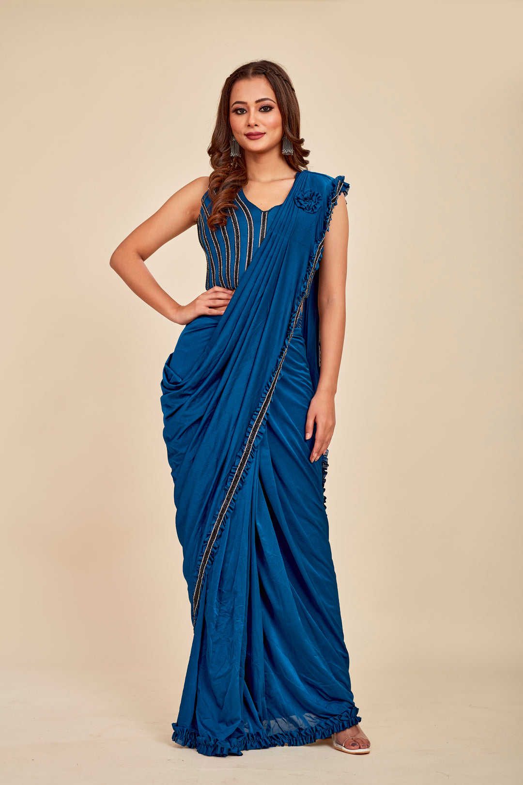 Royal Blue Silk Sequince Ready To Wear