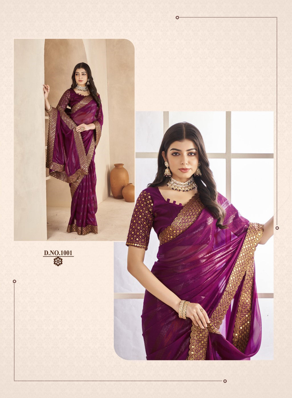 Dark Purple Party Wear Solid Chiffon Mahalasa Saree