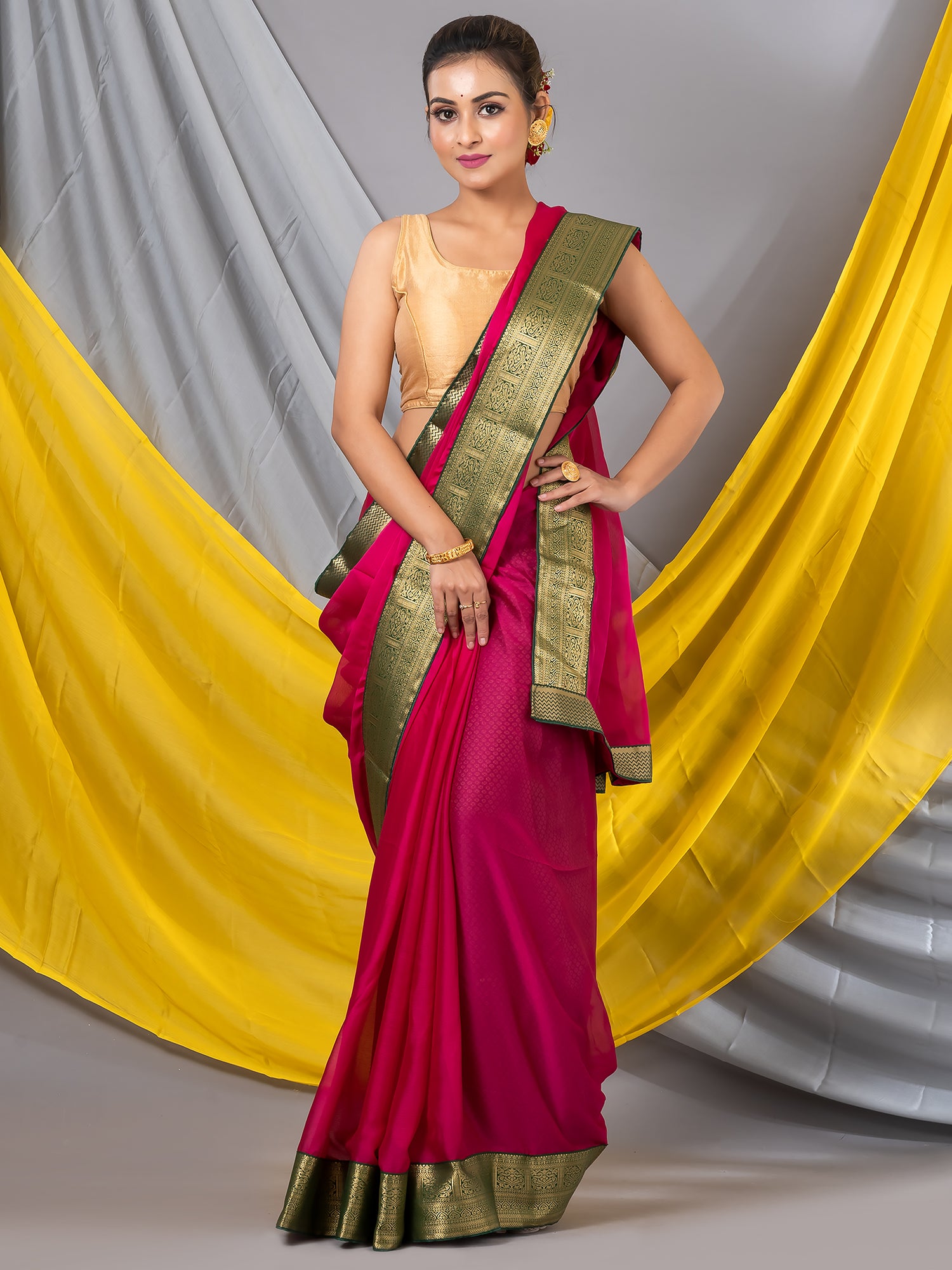 Rani Solid Fancy Saree