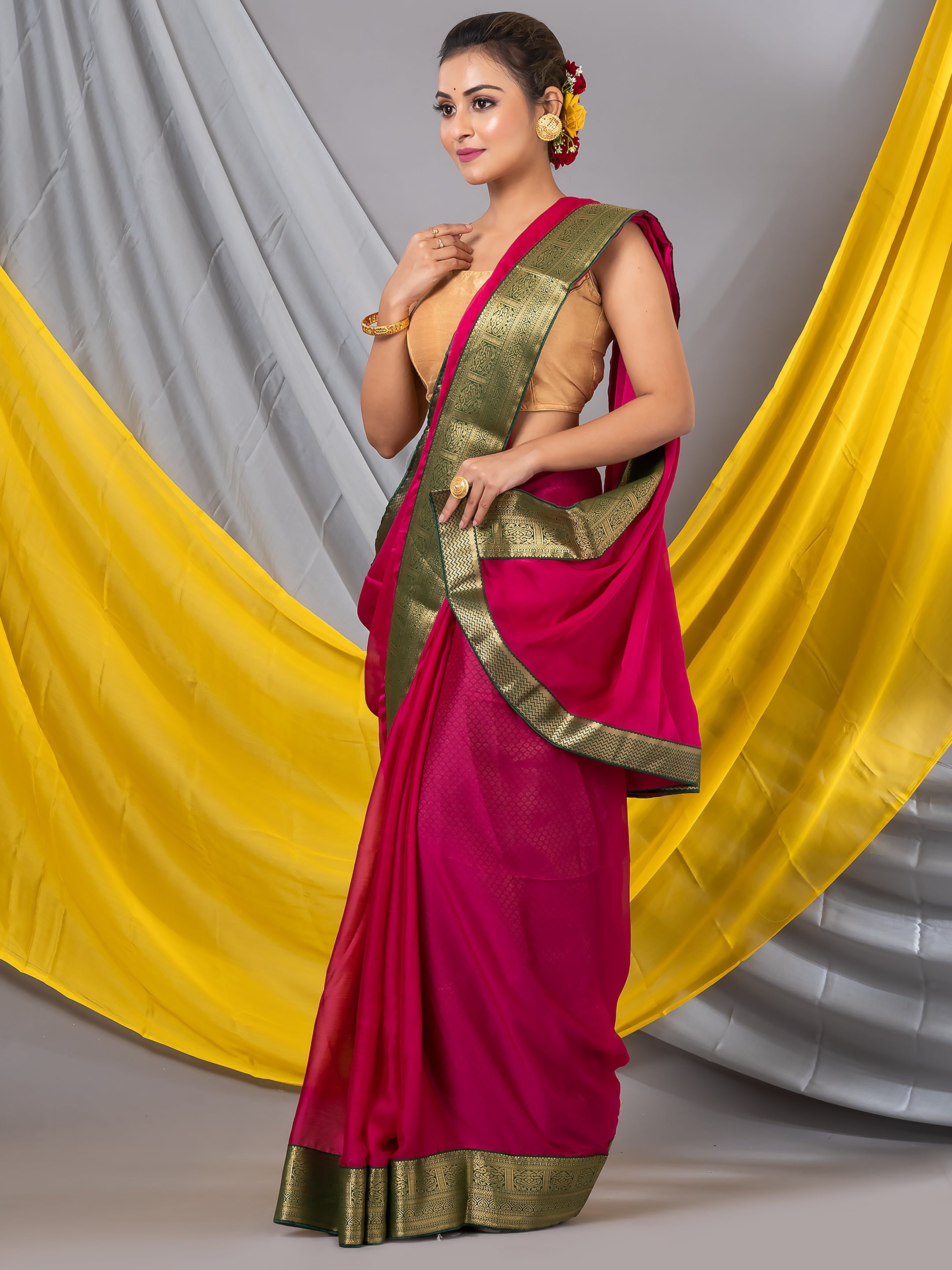 Rani Solid Fancy Saree