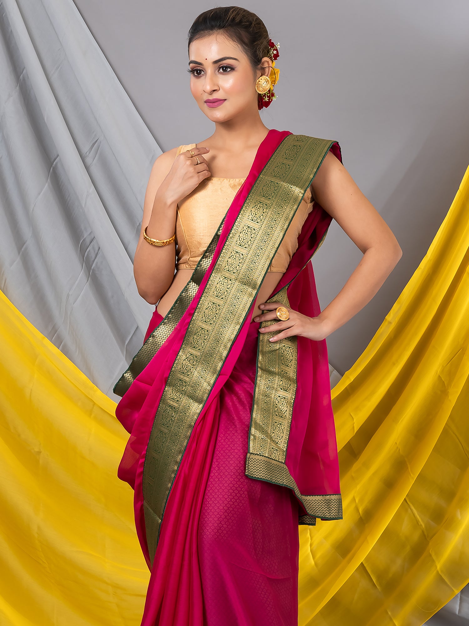 Rani Solid Fancy Saree