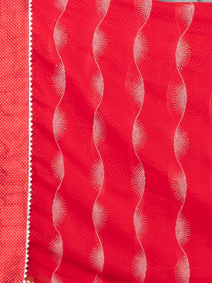 Red Georgette Handloom Woven Saree