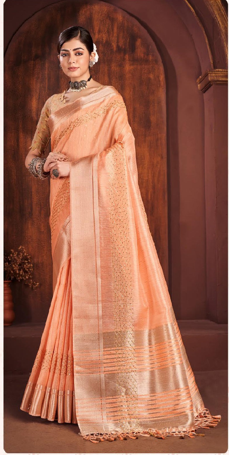 Orange Light Woven Party Wear Mahalasa Saree