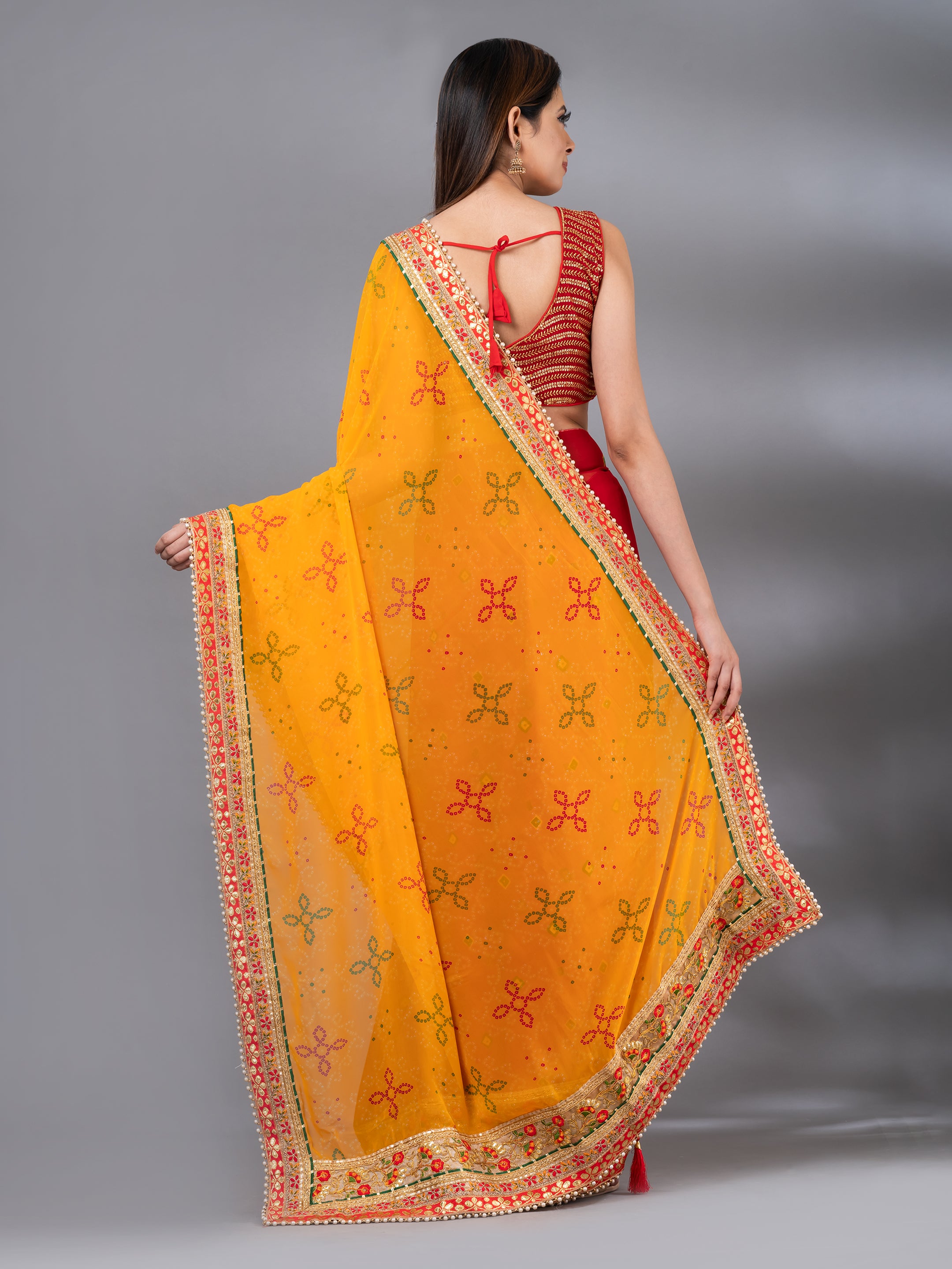 Yellow Embroidered Wedding Party Wear Saree - Sarees Designer Collection