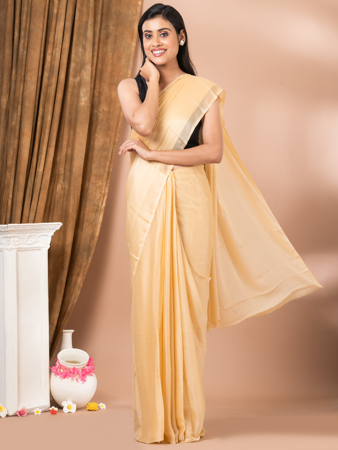 Chikuu Silk Solid/Plain Designer Daily Wear Mahalasa Saree