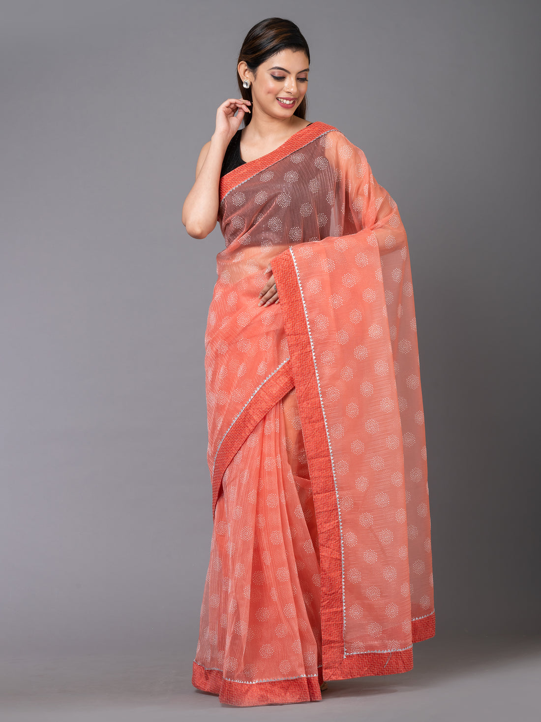 Orange Net Saree Georgette Party Wear Mahalasa Saree