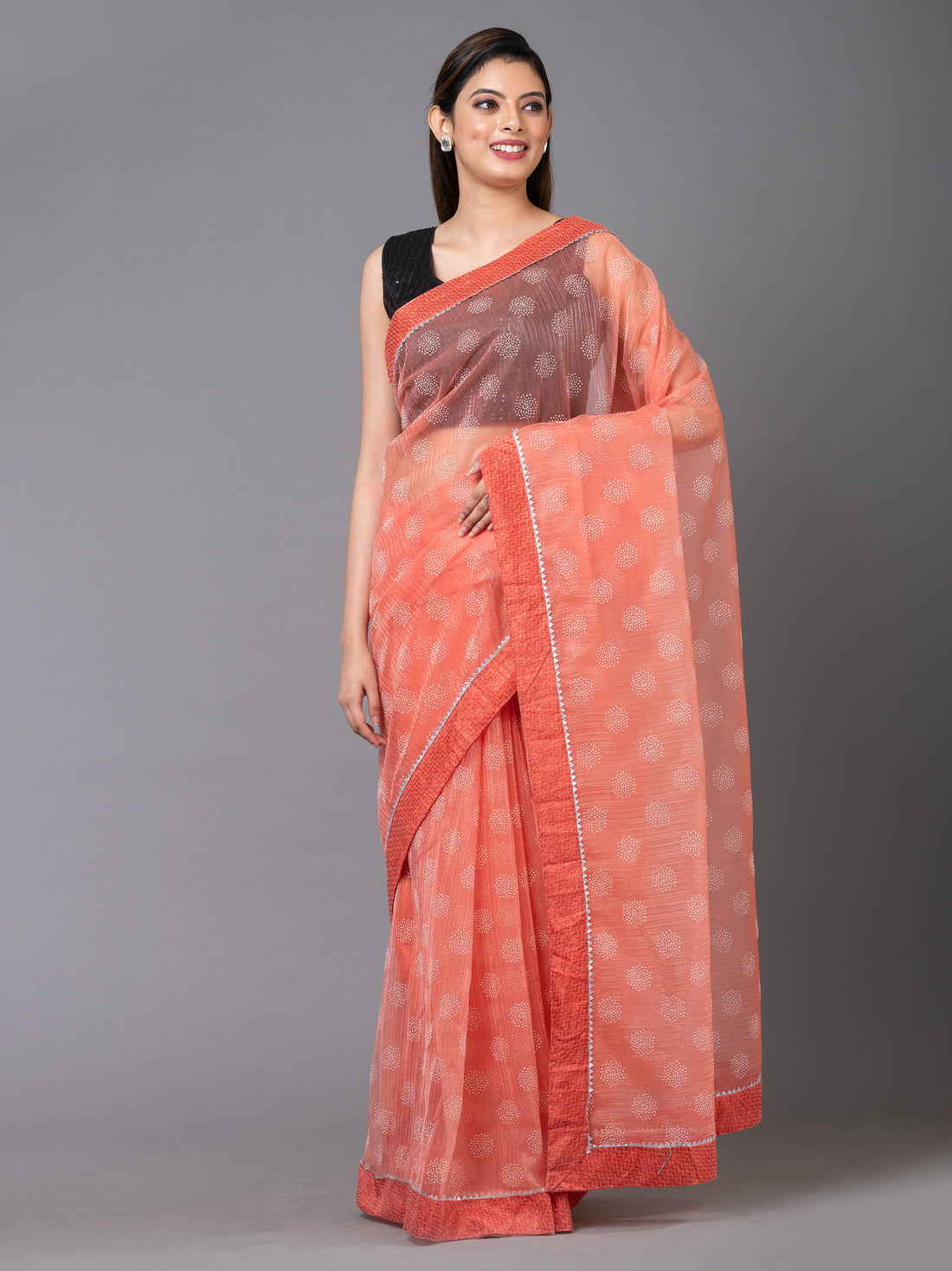 Orange Net Saree Georgette Party Wear Mahalasa Saree